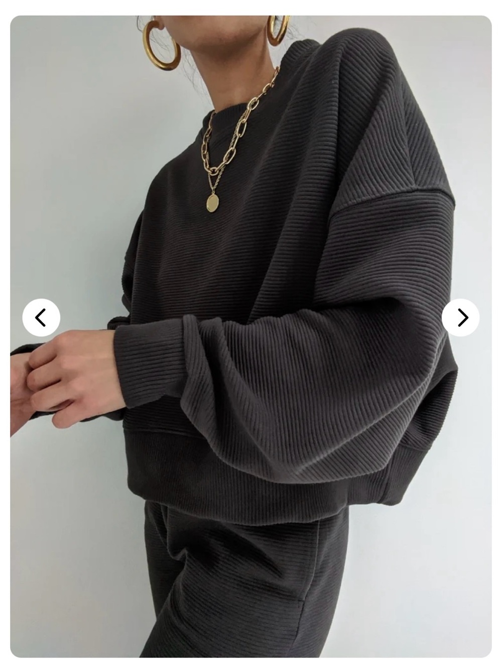 Na Nin MARGOT RIPPLED COTTON CROPPED SWEATSHIRT Faded Black